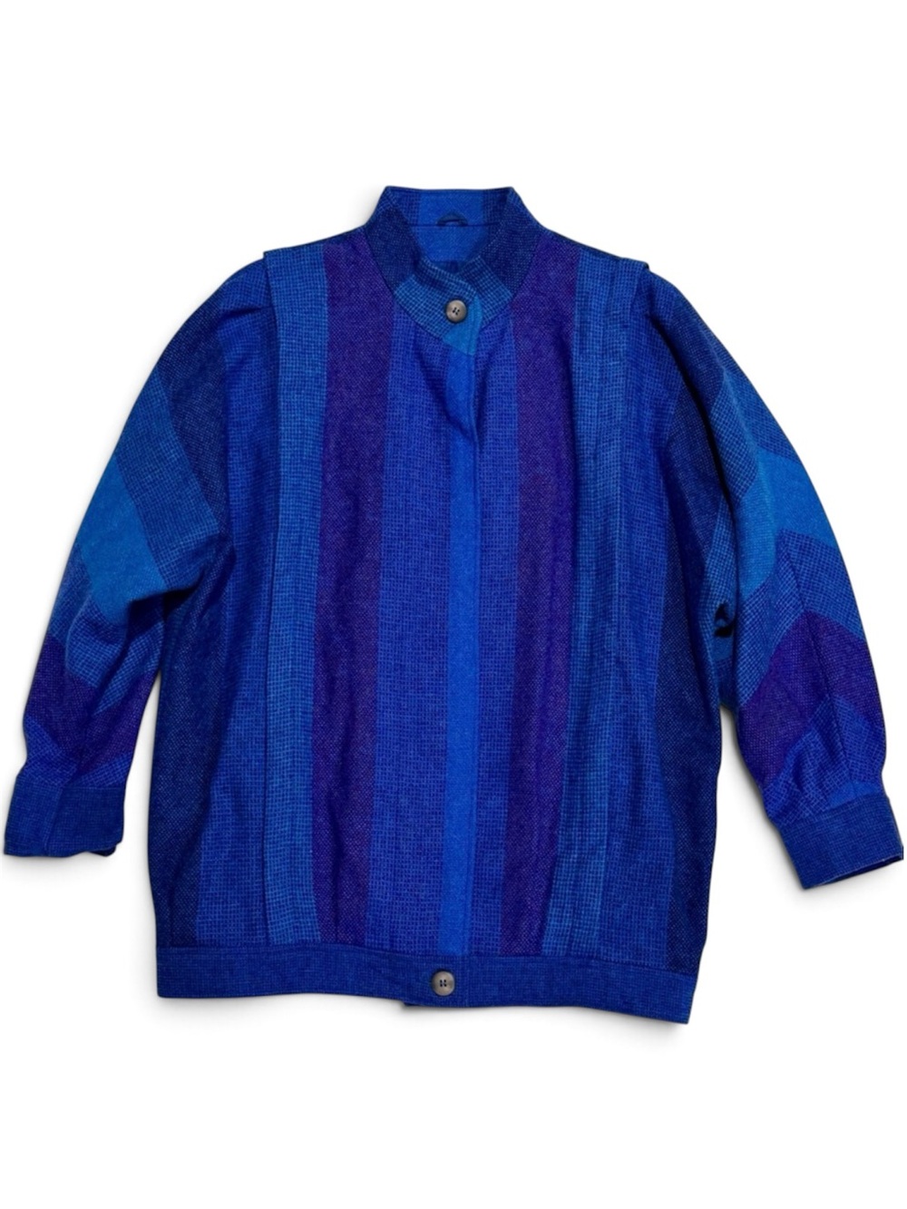 Vintage Avoca Ireland 100% Wool Cocoon Bomber Jacket Blue Purple M